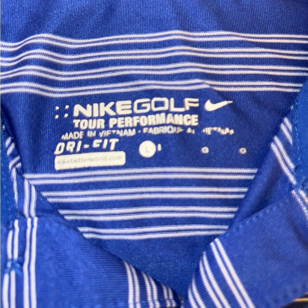 NIKE DRI-FIT GOLF POLO, ROYAL BLUE & WHITE, SIZE L - Picture 4 of 4